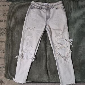 VERVET BY FLYING MONKEY Light Gray Distressed Women Jeans